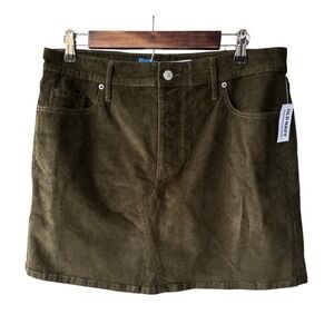 Old Navy Mini Skirt High Rise Corduroy Forest Green Pockets Boho Western Size 10